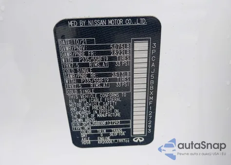 2021 Infiniti Qx50 Luxe Awd из США, поврежденный, VIN 3PCAJ5BBXMF127293